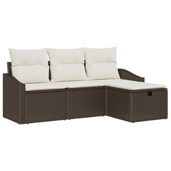 vidaXL Sofa Set mit Kissen 4 pcs Poly-Rattan