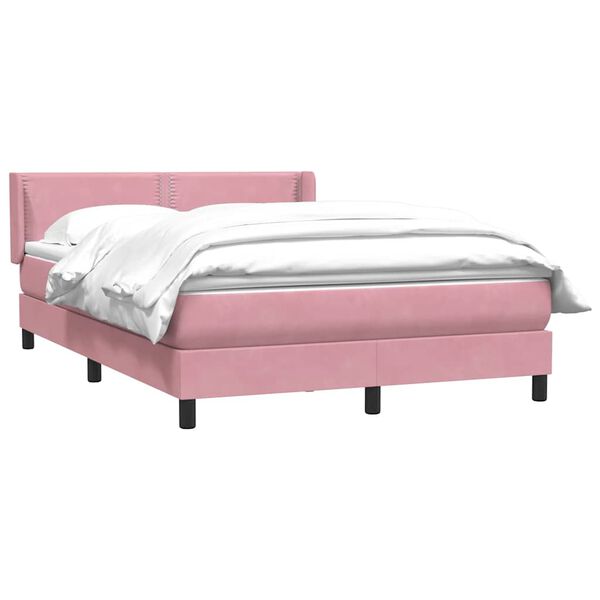 vidaXL Boxspringbett mit Matratze Rosa 160x210 cm Samt