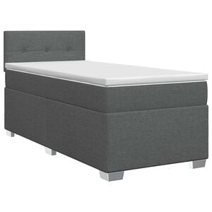 vidaXL Boxspringbett mit Matratze Dunkelgrau 90 x 190 cm Stoff
