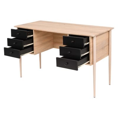 vidaXL Schreibtisch mit Schubladen 120×55×76 cm Eiche/Schwarz