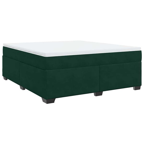 vidaXL Boxspringbett mit Matratze Dunkelgr&uuml;n 180x200 cm Samt