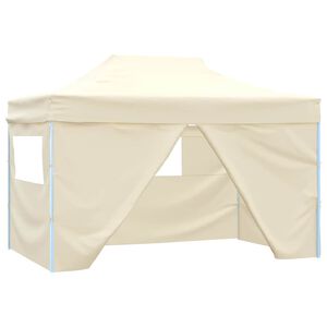 vidaXL Faltzelt Pop-Up mit 4 Seitenteilen 3 x 4,5 m Cremewei&szlig;
