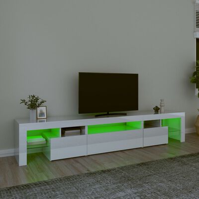 vidaXL TV-Schrank mit LED-Leuchten Hochglanz-Weiß 215x36,5x40 cm