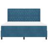 vidaXL LED Boxspringbett mit Matratze Argyle Blau 180 x 200 cm Samt