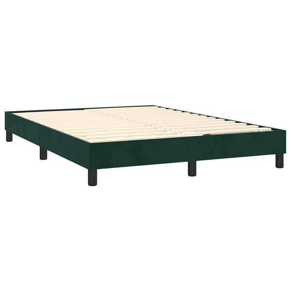 vidaXL Boxspringbett mit Matratze Dunkelgr&uuml;n 140x200 cm Samt