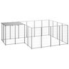 vidaXL Hundezwinger Silbern 6,05 m&sup2; Stahl