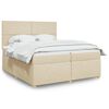 vidaXL Boxspringbett mit Matratze Creme 200x200 cm Stoff