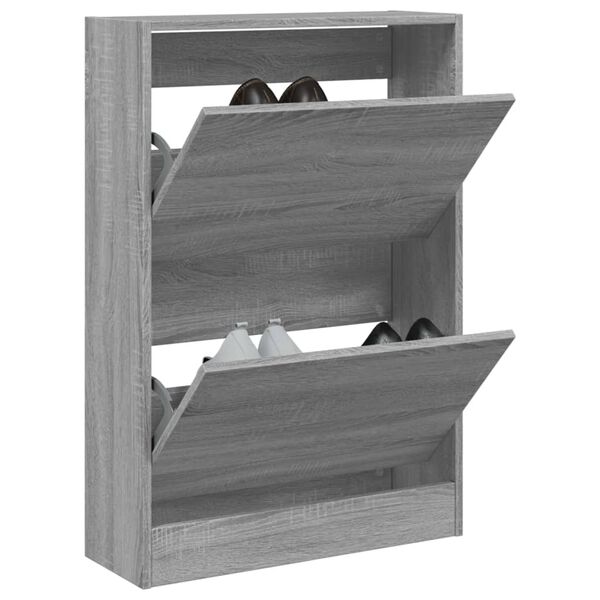 vidaXL Schuhschrank Grau Sonoma 60x21x87,5 cm Holzwerkstoff