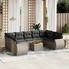vidaXL 10-tlg. Garten-Sofagarnitur mit Kissen Grau Poly Rattan