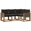 vidaXL Outdoor-Sofagarnitur mit Kissen 4 pcs Nat&uuml;rlich und Schwarz