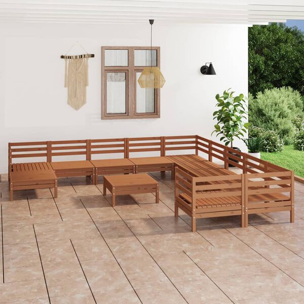 vidaXL 12-tlg. Garten-Lounge-Set Honigbraun Massivholz Kiefer