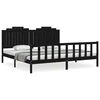 vidaXL Massivholzbett mit Kopfteil Schwarz 200x200 cm