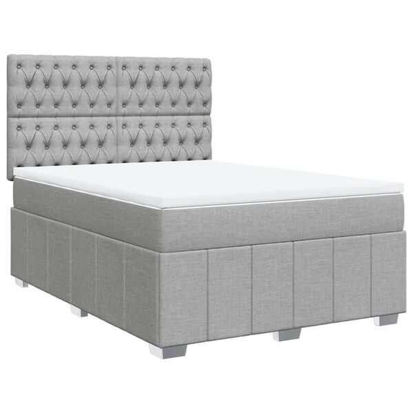 vidaXL Boxspringbett mit Matratze Hellgrau 160x200 cm Stoff