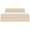 vidaXL Bett mit LED-Lichtleisten mit Kopfteil Creme 180 x 200 cm Stoff