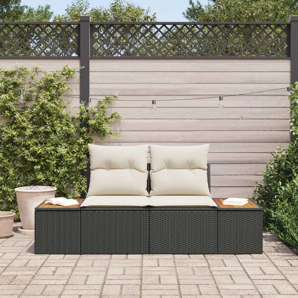 vidaXL Gartensofa Schwarz 184 x 62 x 85cm Poly-Rattan