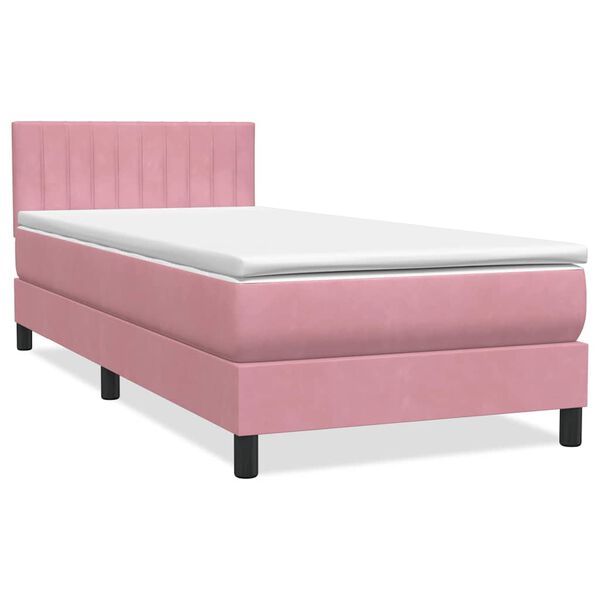 vidaXL Boxspringbett mit Matratze & LED Rosa 80x210 cm Samt