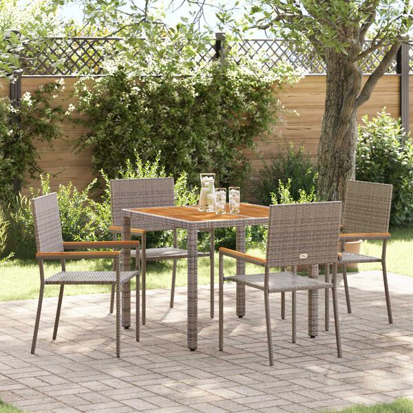 vidaXL Garten Essgruppe 5 pcs Grau Poly-Rattan