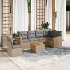 vidaXL 7-tlg. Garten-Sofagarnitur mit Kissen Beige Poly Rattan