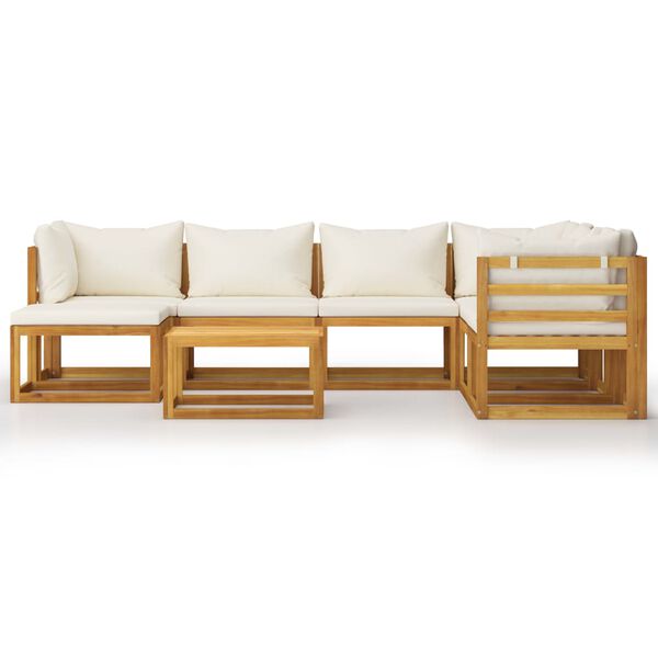 vidaXL 8-tlg. Garten-Lounge-Set mit Auflagen Creme Massivholz Akazie