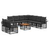 vidaXL Outdoor-Sofagarnitur 10 pcs Schwarz und Dunkelgrau Polyester