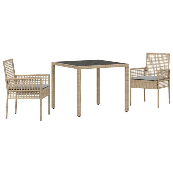 vidaXL Garten Essgruppe 3 pcs Beige Poly-Rattan