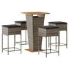 vidaXL 5-tlg. Gartenbar-Set mit Kissen Grau Poly Rattan