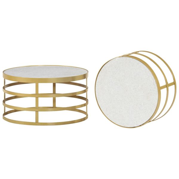 vidaXL Couchtisch-Set 2-tlg. Marmor Messingfarben und Weiß