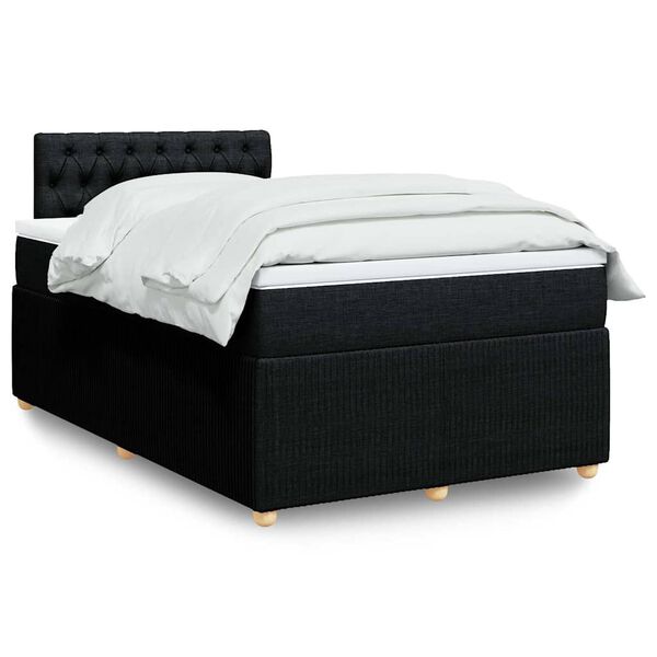 vidaXL Boxspringbett mit Matratze Schwarz 120x200 cm Stoff