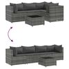 vidaXL 5-tlg. Garten-Lounge-Set mit Kissen Grau Poly Rattan