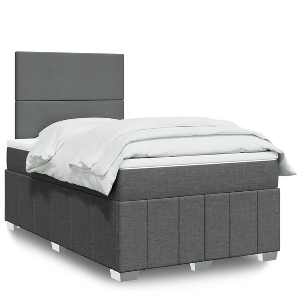 vidaXL Boxspringbett mit Matratze Dunkelgrau 120x190 cm Stoff