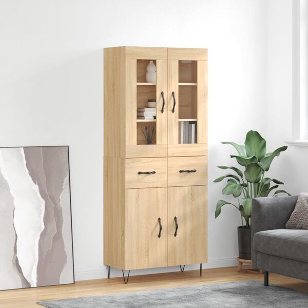 vidaXL Highboard Sonoma-Eiche 69,5x34x180 cm Holzwerkstoff