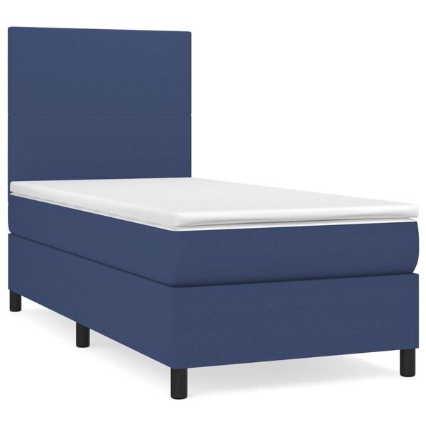 vidaXL Boxspringbett mit Matratze Blau 100x200 cm Stoff