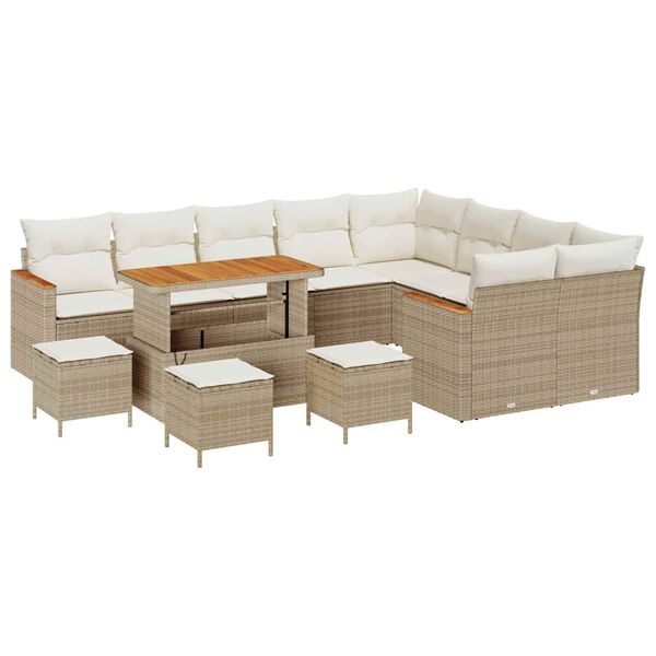 vidaXL Gartensofa-set 13 pcs Beige Poly-Rattan