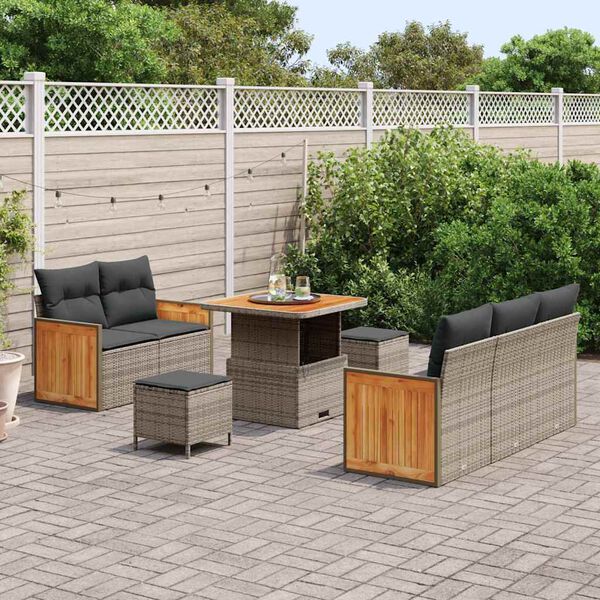 vidaXL Gartensofa-set mit Kissen 8 pcs Grau
