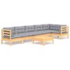 vidaXL 7-tlg. Garten-Lounge-Set mit Grauen Kissen Kiefernholz