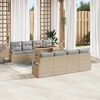 vidaXL Garten-Sofa-Set mit Speicher 9 pcs Beige Poly Rattan