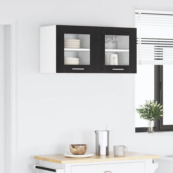 vidaXL H&auml;ngeschrank mit T&uuml;r 2 pcs Schwarz Eichen-Optik 40 x 31 x 40 cm