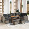 vidaXL Garten-Sofa-Set 10 pcs Grau Poly-Rattan