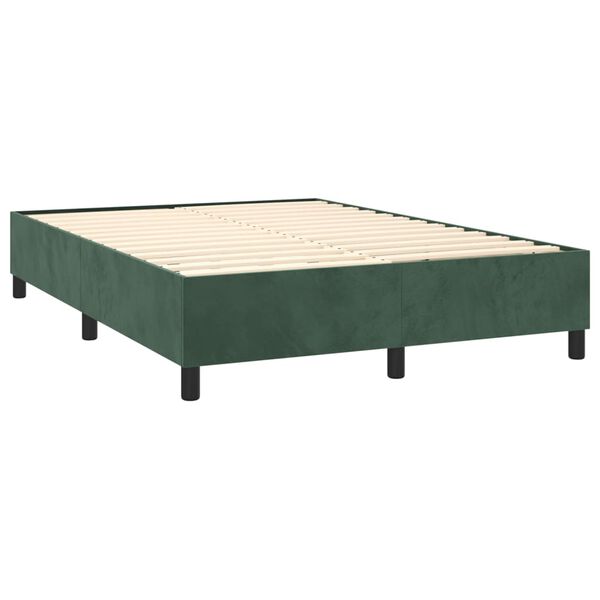 vidaXL Boxspringbett mit Matratze Dunkelgr&uuml;n 140x200 cm Samt