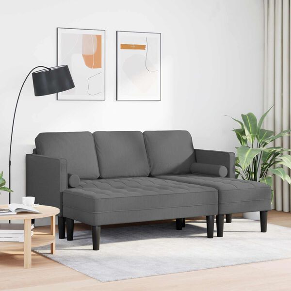 vidaXL Sofa Set mit Kissen 2 pcs Dunkelgrau Polyester