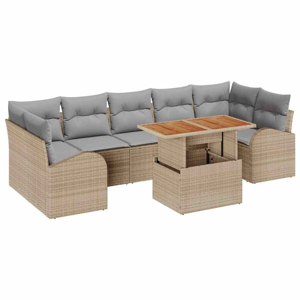 vidaXL Garten-Sofa-Set mit Kissen 8 pcs Beige und Hellgrau