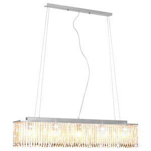 vidaXL Deckenleuchte mit Kristallperlen Silbern 104 cm E14