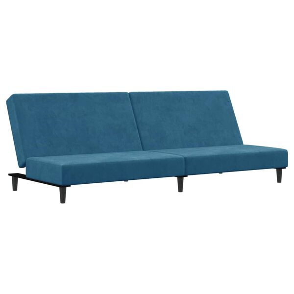 vidaXL Schlafsofa 2-Sitzer mit Fu&szlig;hocker Blau Samt