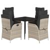 vidaXL 5-tlg. Garten-Essgruppe mit Kissen Hellgrau Poly Rattan
