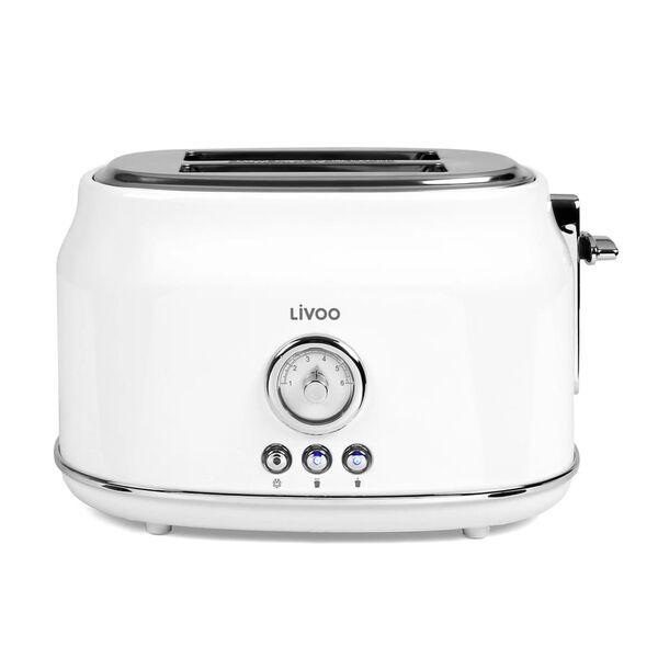 Livoo Toaster mit 2 Schlitzen Retro Wei&szlig;