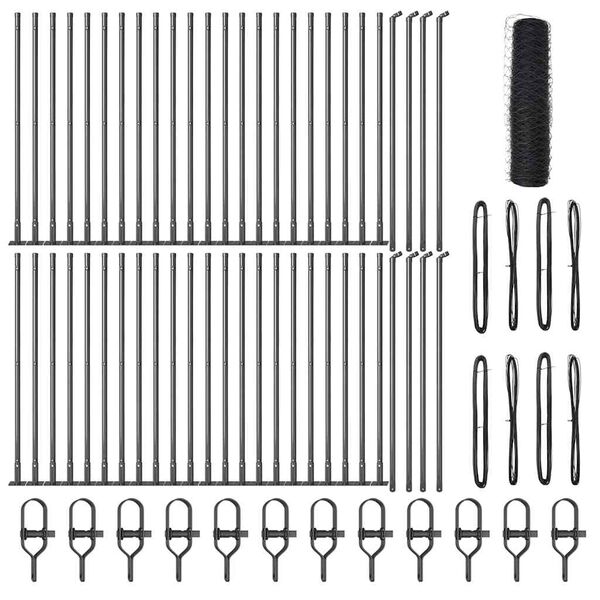 vidaXL Zaunpfosten Grau 100 x 0,5 m (36 mm Maschenweite) Stahl und PVC