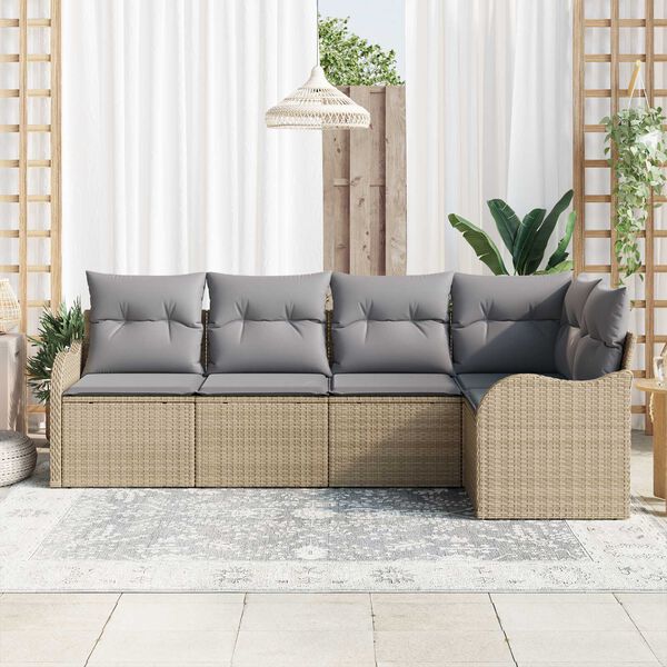 vidaXL Gartensofa-set Beige Poly-Rattan