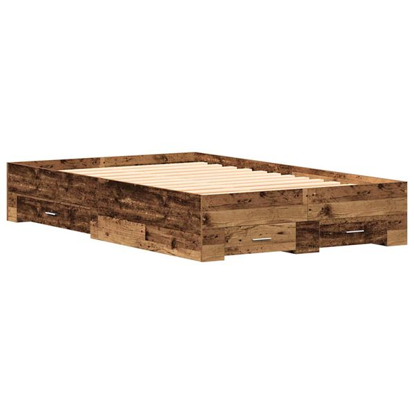 vidaXL Bettgestell mit Schubladen Altholz 120 x 200 cm Holzwerkstoff