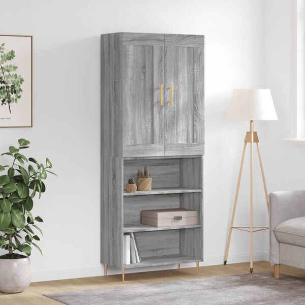 vidaXL Highboard Grau Sonoma 69,5x34x180 cm Holzwerkstoff