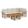 vidaXL Gartensofa-set 6 stk. Nat&uuml;rlich und Cremwei&szlig; Poly-Rattan